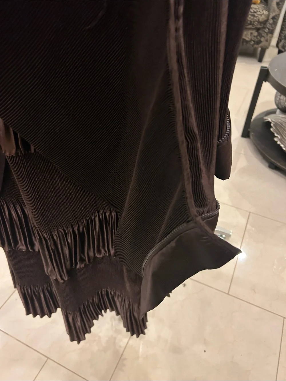 Women's Dark Brown Fringe Blazer with Statement Button - Picture 5 of 6